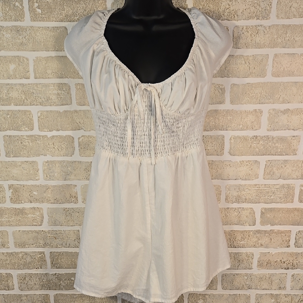 Women's White Smocked Romper
